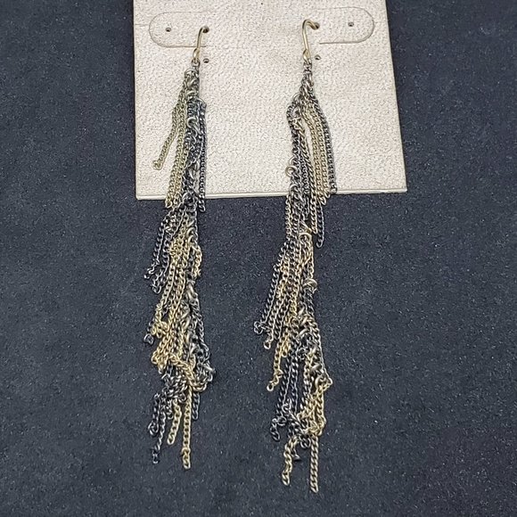 2 Tone Metal Tassel Earrings Kenneth Cole New York - Picture 3 of 3